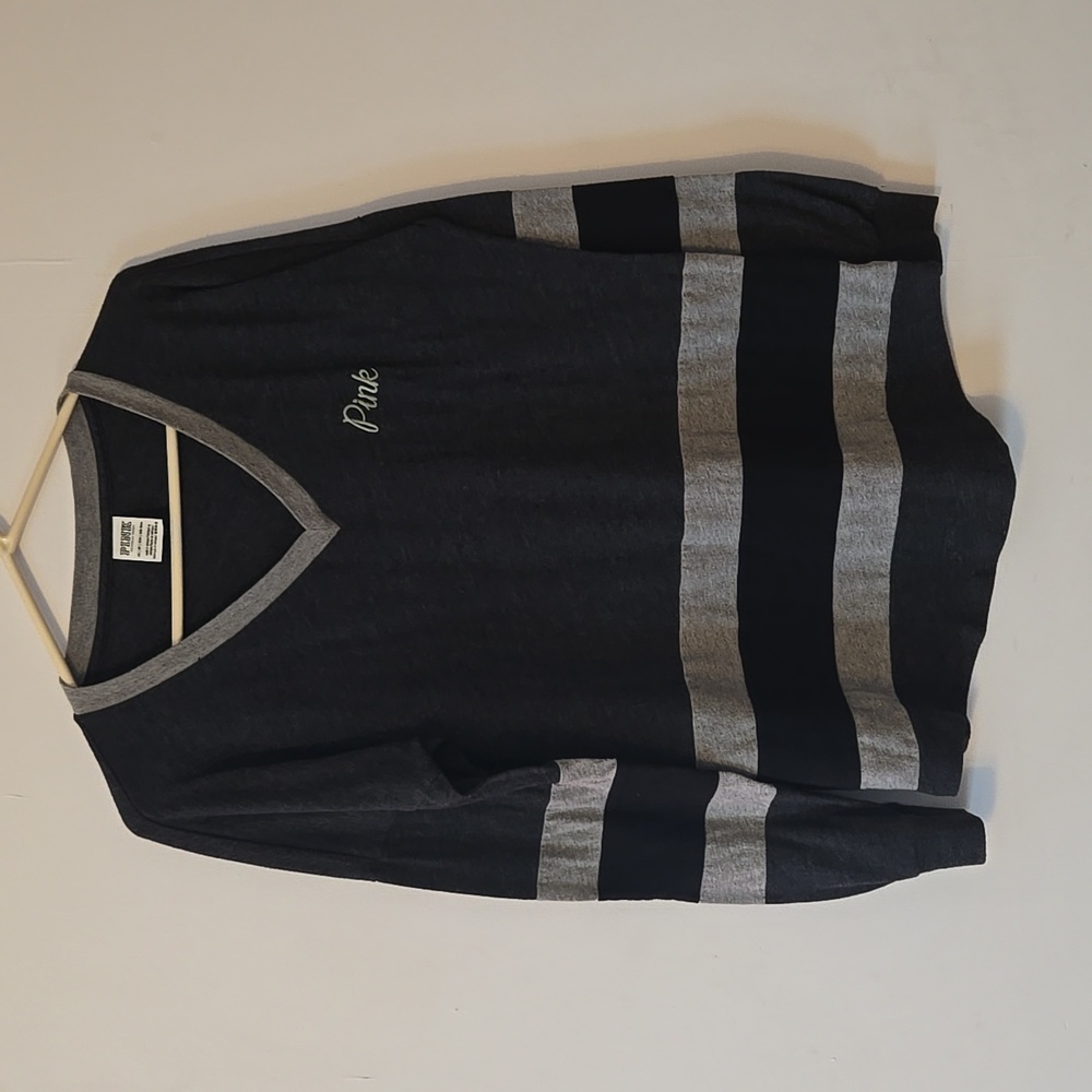 Pink V Neck Long Sleeve